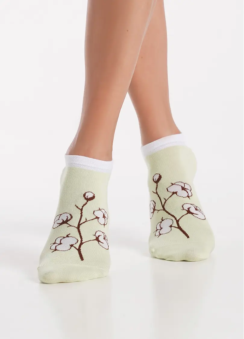 Шкарпетки короткі Квіти бавовни WS1 FASHION SET 2403 (пак х2) green (зелений)