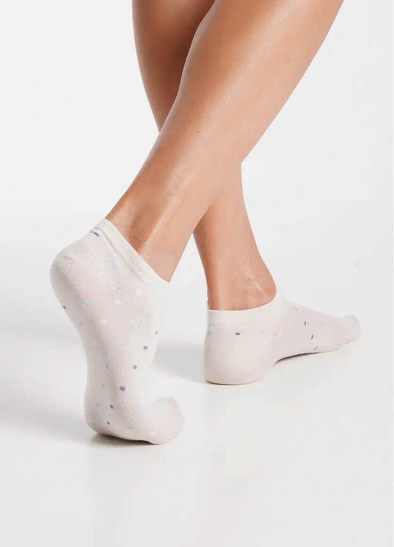 Шкарпетки короткі з квітами та в горох 2 пари WS1 FASHION SET 2407 (пак х2) baby blue (блакитний)