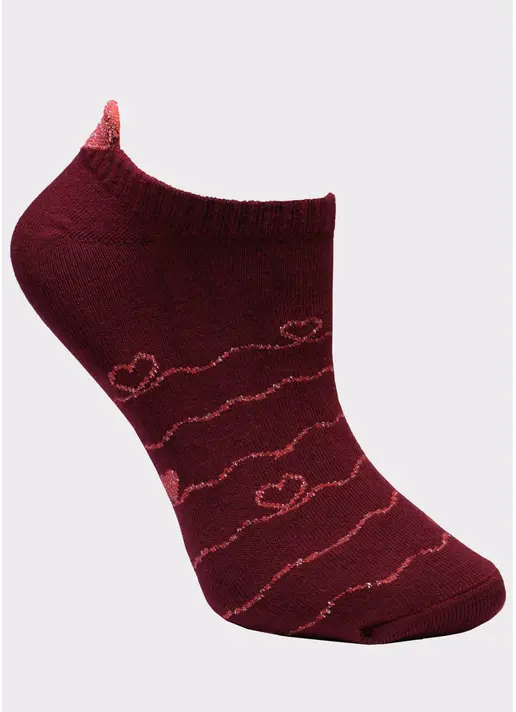 Короткі шкарпетки з сердечками WS1 LUREX 003 marsala (бордовий)