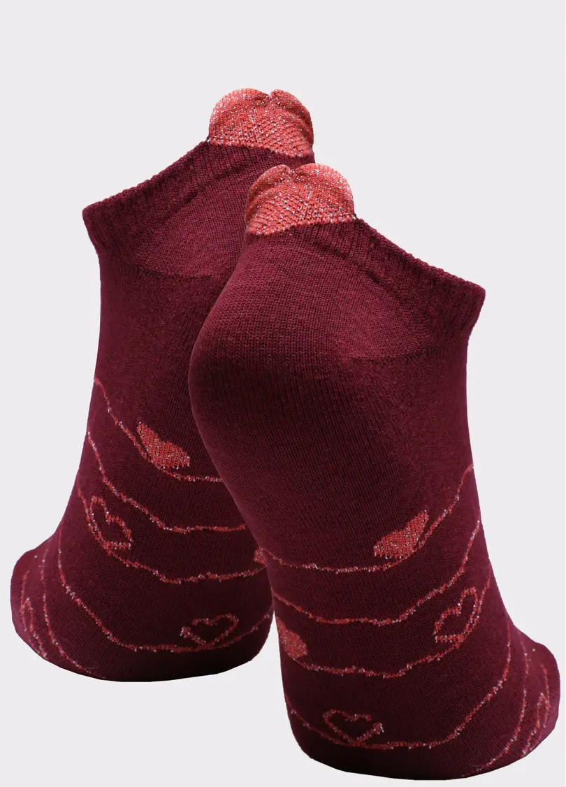 Короткі шкарпетки з сердечками WS1 LUREX 003 marsala (бордовий)