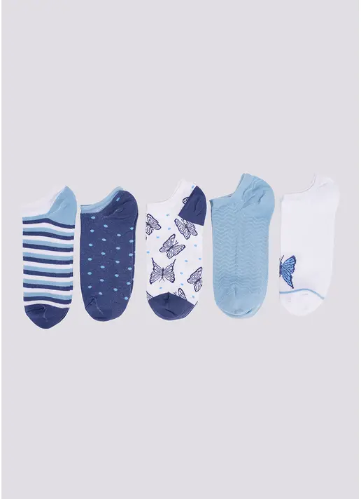 Короткі шкарпетки з метеликами набір з 5 пар WS1 SET 3 white/jeans/baby blue (білий/блакитний) Короткі шкарпетки з метеликами набір з 5 пар WS1 SET 3 white/jeans/baby blue (білий/блакитний)