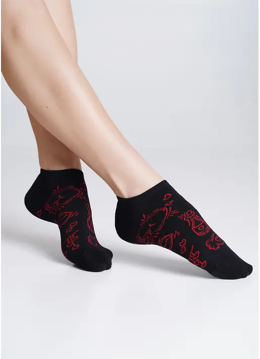 Шкарпетки з малюнками WS1 VALENTINE 010 black (чорний)