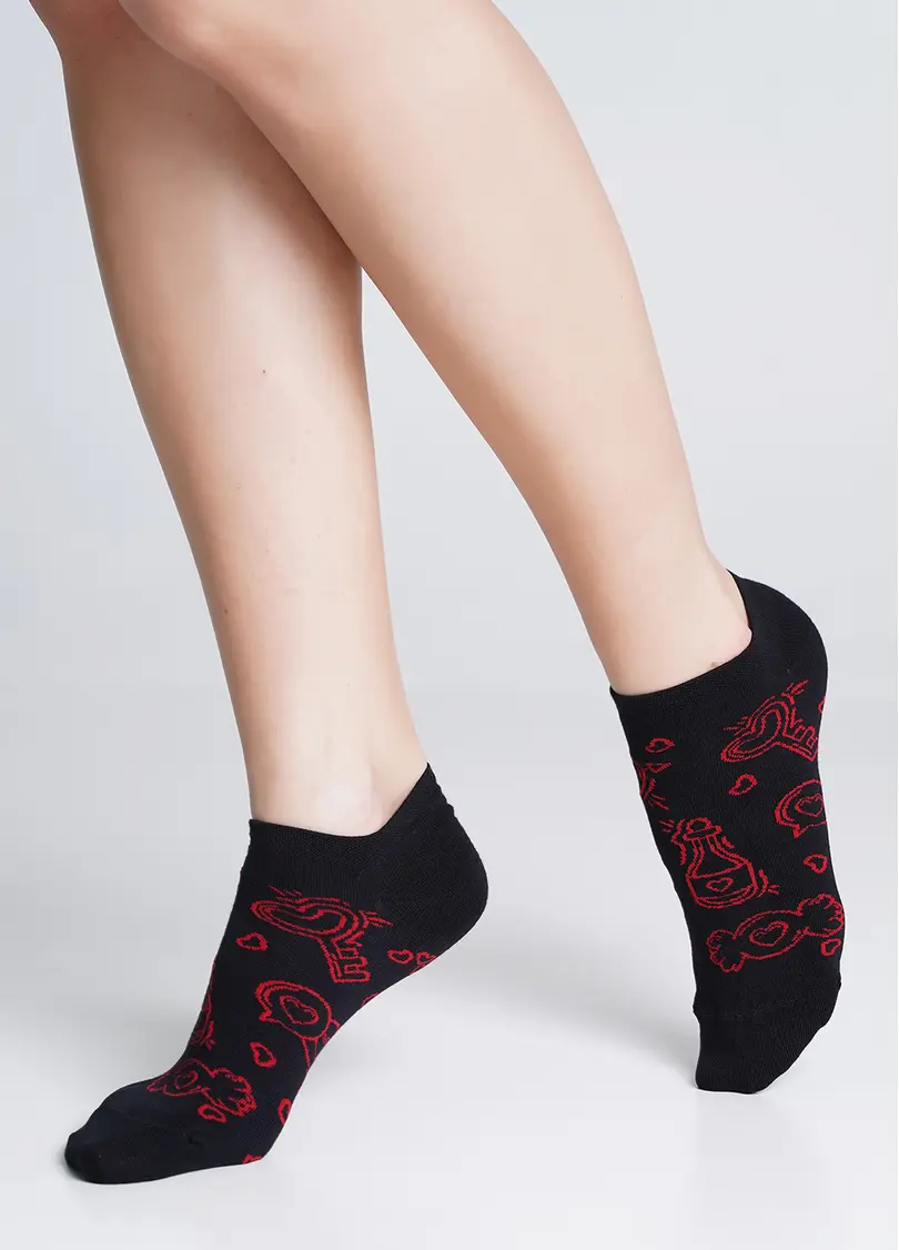 Шкарпетки з малюнками WS1 VALENTINE 010 black (чорний)
