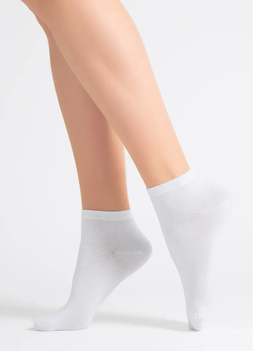 Жіночі бавовняні шкарпетки (2 пари) WS2 CLASSIC light grey melange/white (сірий/білий)