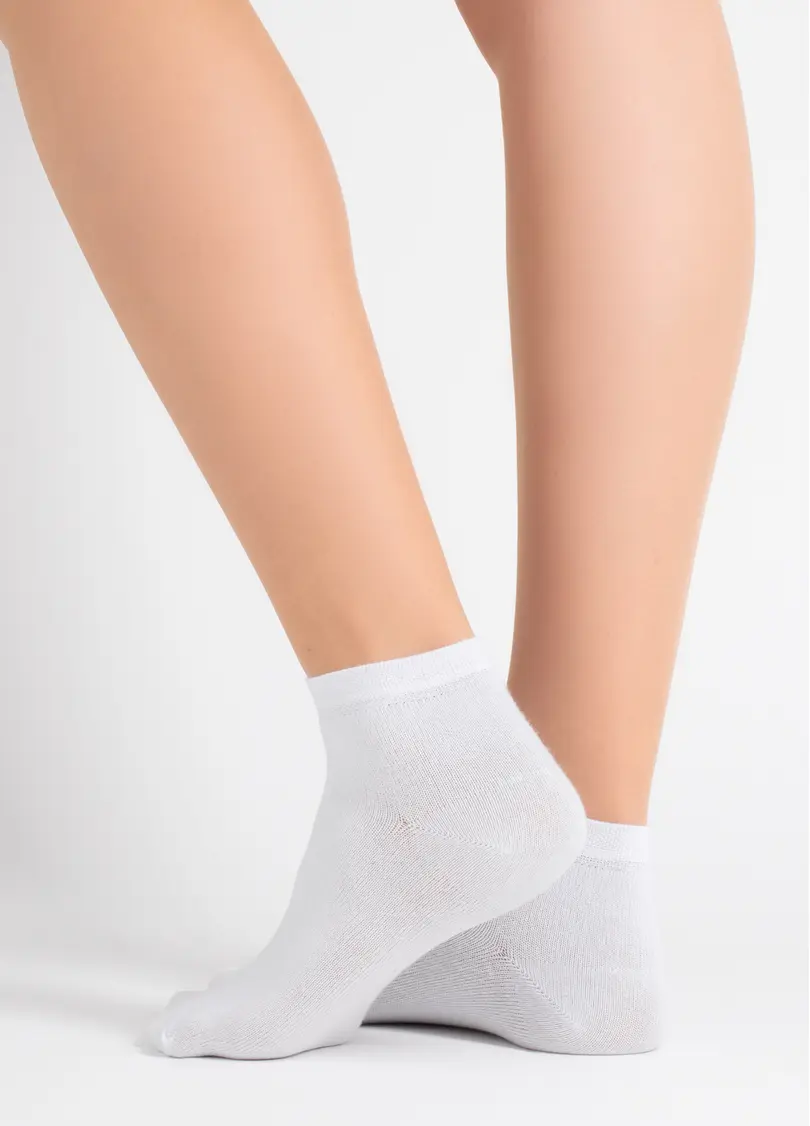 Жіночі бавовняні шкарпетки (2 пари) WS2 CLASSIC light grey melange/white (сірий/білий)