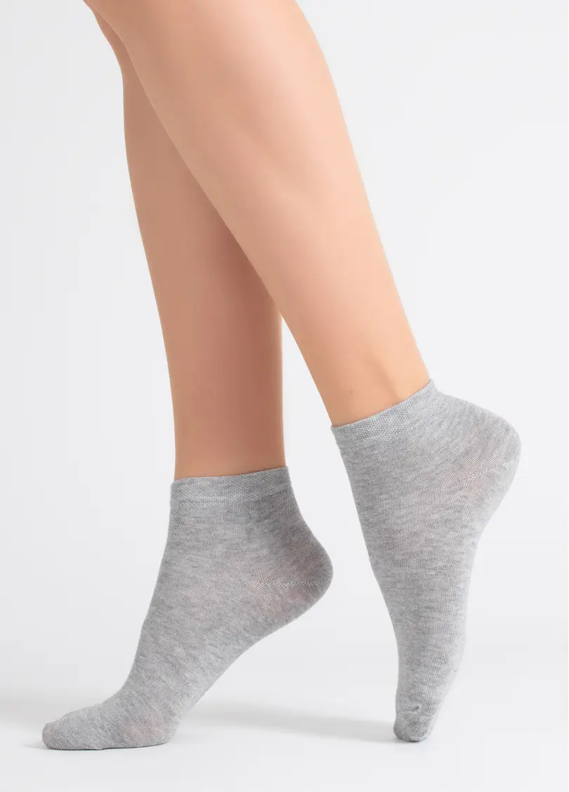 Жіночі бавовняні шкарпетки (2 пари) WS2 CLASSIC light grey melange/white (сірий/білий)