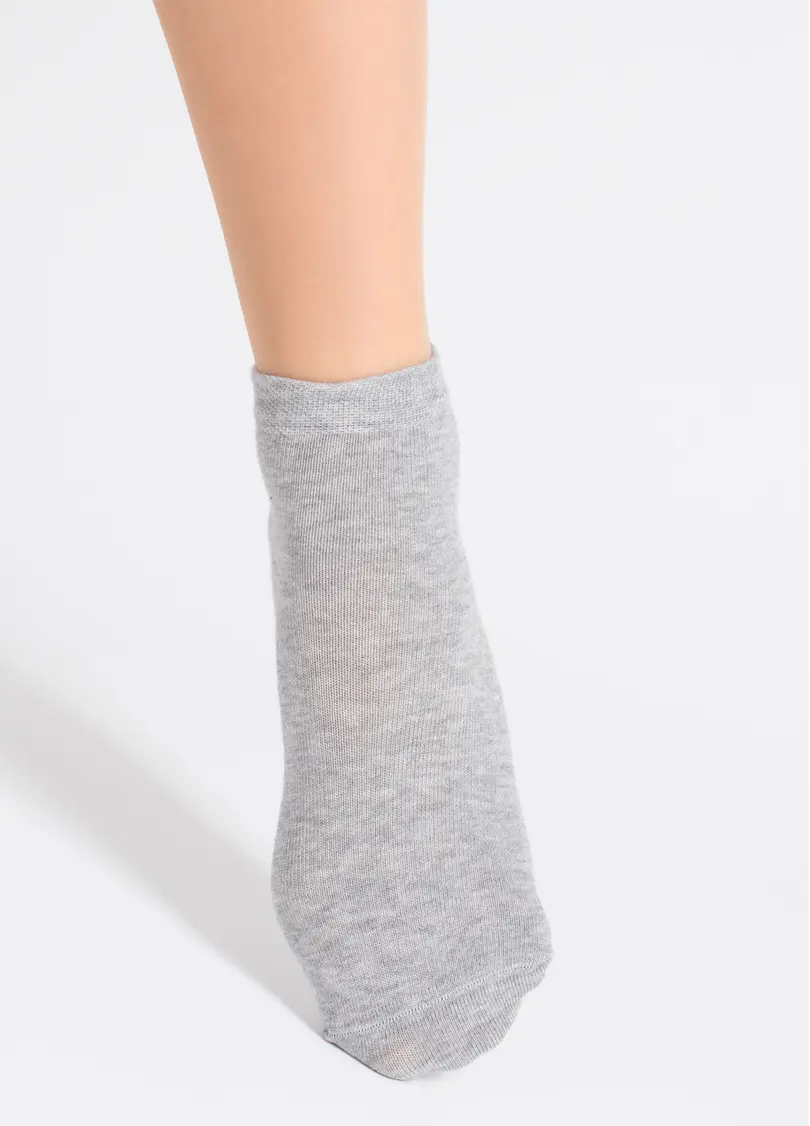 Жіночі бавовняні шкарпетки (2 пари) WS2 CLASSIC light grey melange/white (сірий/білий)