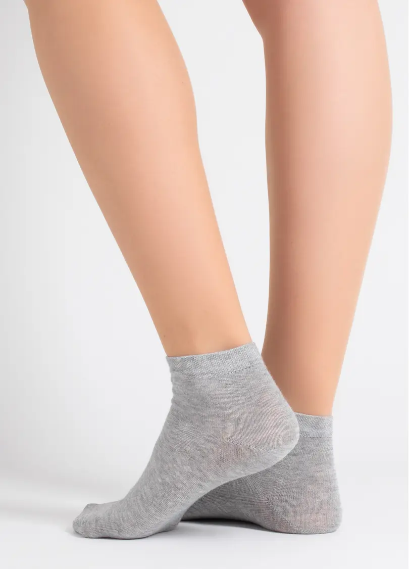 Жіночі бавовняні шкарпетки (2 пари) WS2 CLASSIC light grey melange/white (сірий/білий)