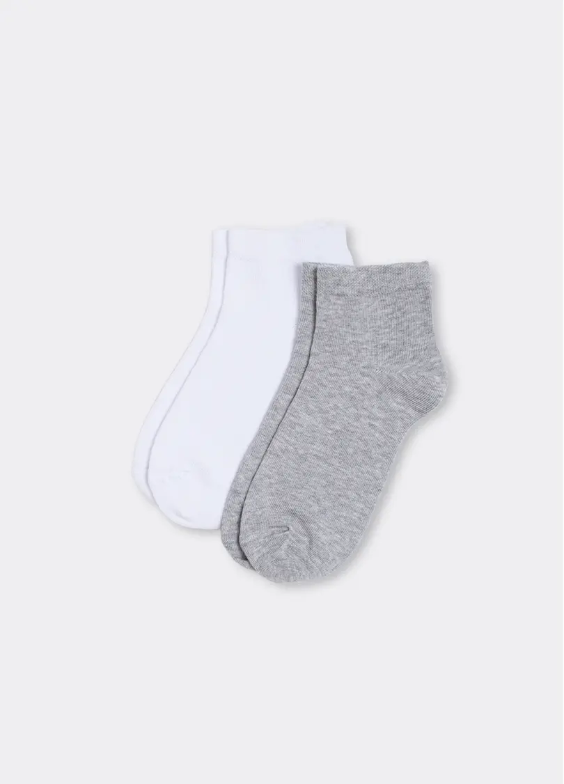 Жіночі бавовняні шкарпетки (2 пари) WS2 CLASSIC light grey melange/white (сірий/білий)