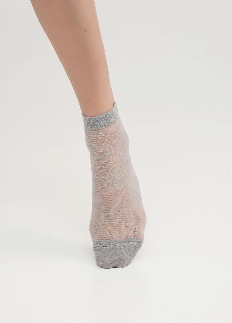 Жіночі шкарпетки прозорі в смужку WS2 CRISTAL 049 light grey melange (сірий)
