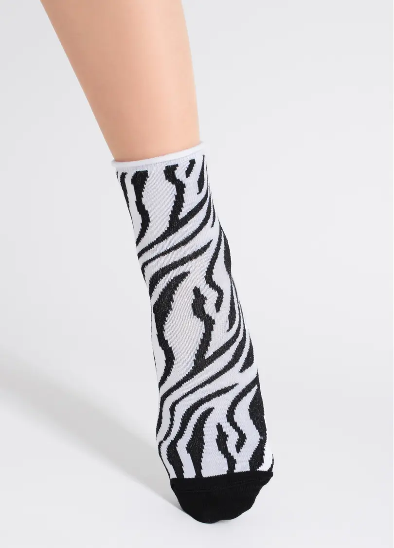 Шкарпетки з принтом зебра WS2 FASHION 2504 black/white (чорний/білий)