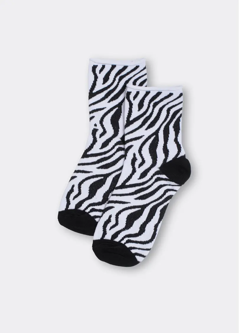 Шкарпетки з принтом зебра WS2 FASHION 2504 black/white (чорний/білий)