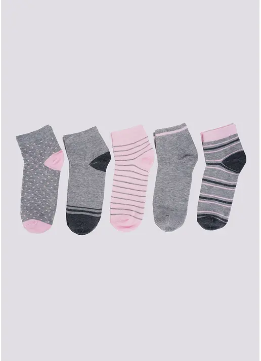 Шкарпетки зі смугами та в горох набір з 5 пар WS2 SET 6 pearl/light grey melange/dark grey melange (рожевий/сірий) Шкарпетки зі смугами та в горох набір з 5 пар WS2 SET 6 pearl/light grey melange/dark grey melange (рожевий/сірий)