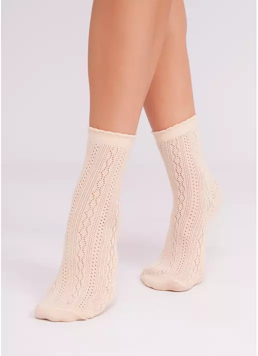 Шкарпетки високі ажурні WS3 AIR 002 beige (бежевий) Шкарпетки високі ажурні WS3 AIR 002 beige (бежевий)