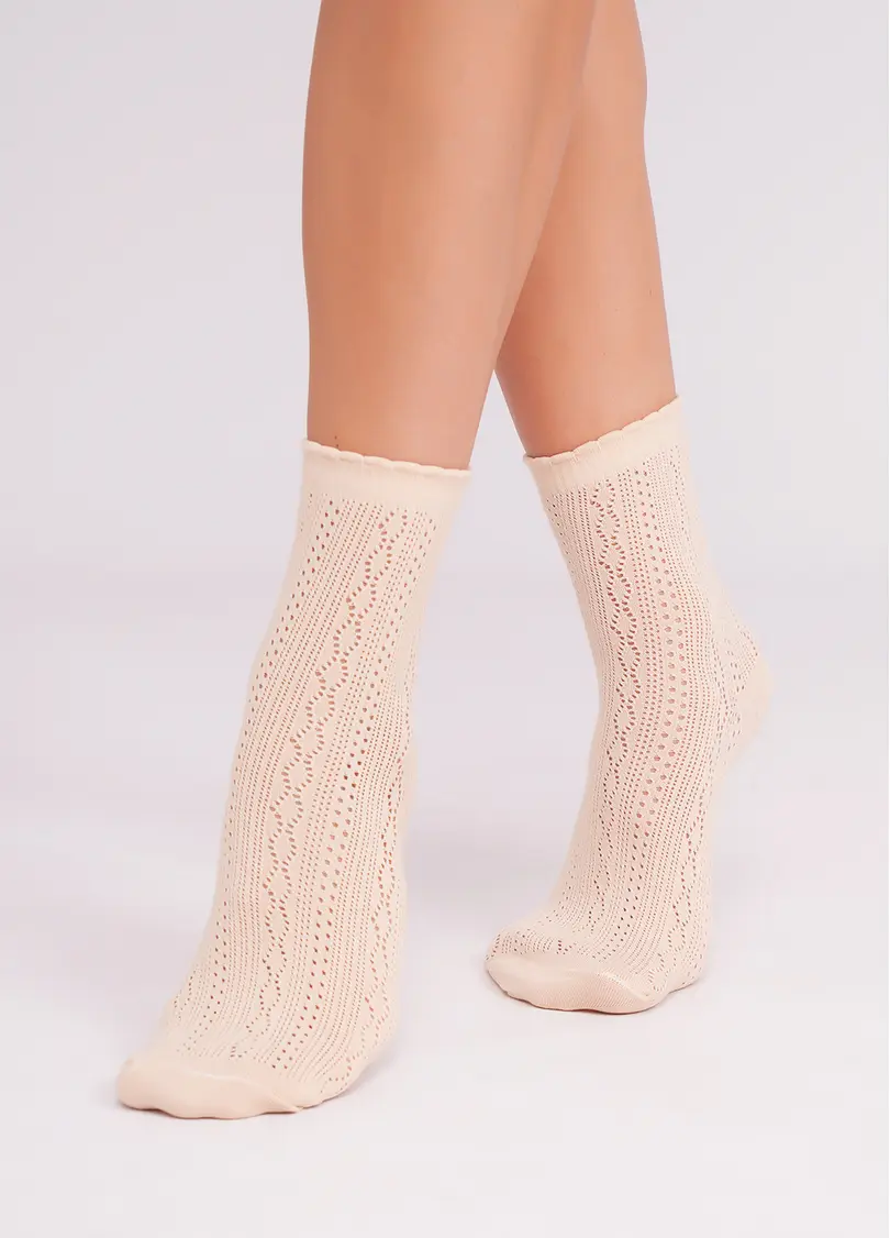 Шкарпетки високі ажурні WS3 AIR 002 beige (бежевий)