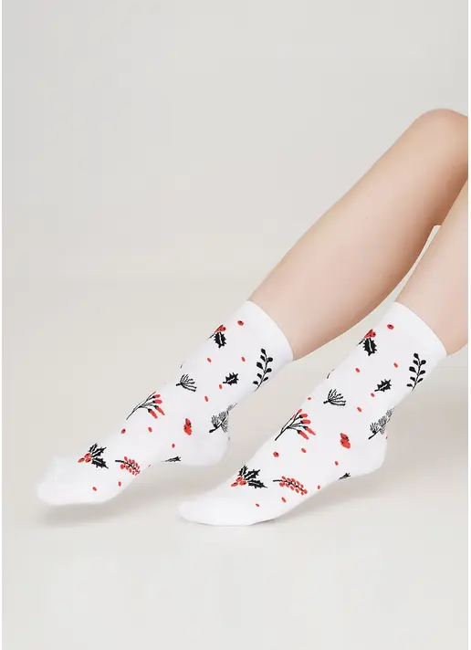 Бавовняні шкарпетки з малюнками WS3 AUTUMN 005 white (білий)