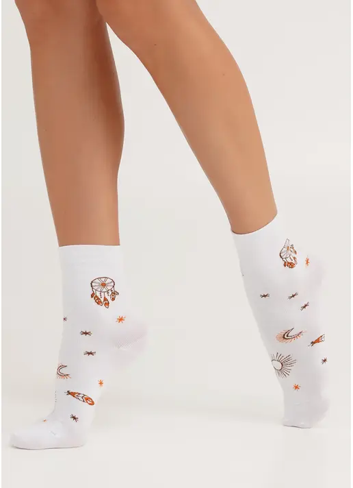 Шкарпетки високі в стилі бохо WS3 BOHO 003 white (білий)