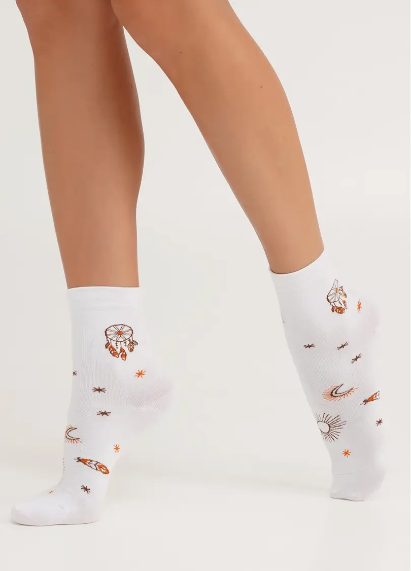 Шкарпетки високі в стилі бохо WS3 BOHO 003 white (білий)