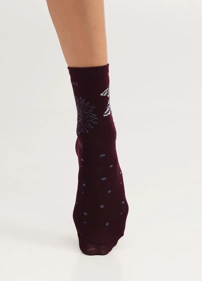 Шкарпетки бавовняні з метеликами WS3 BOHO (F) 001 vintage grape (фіолетовий)