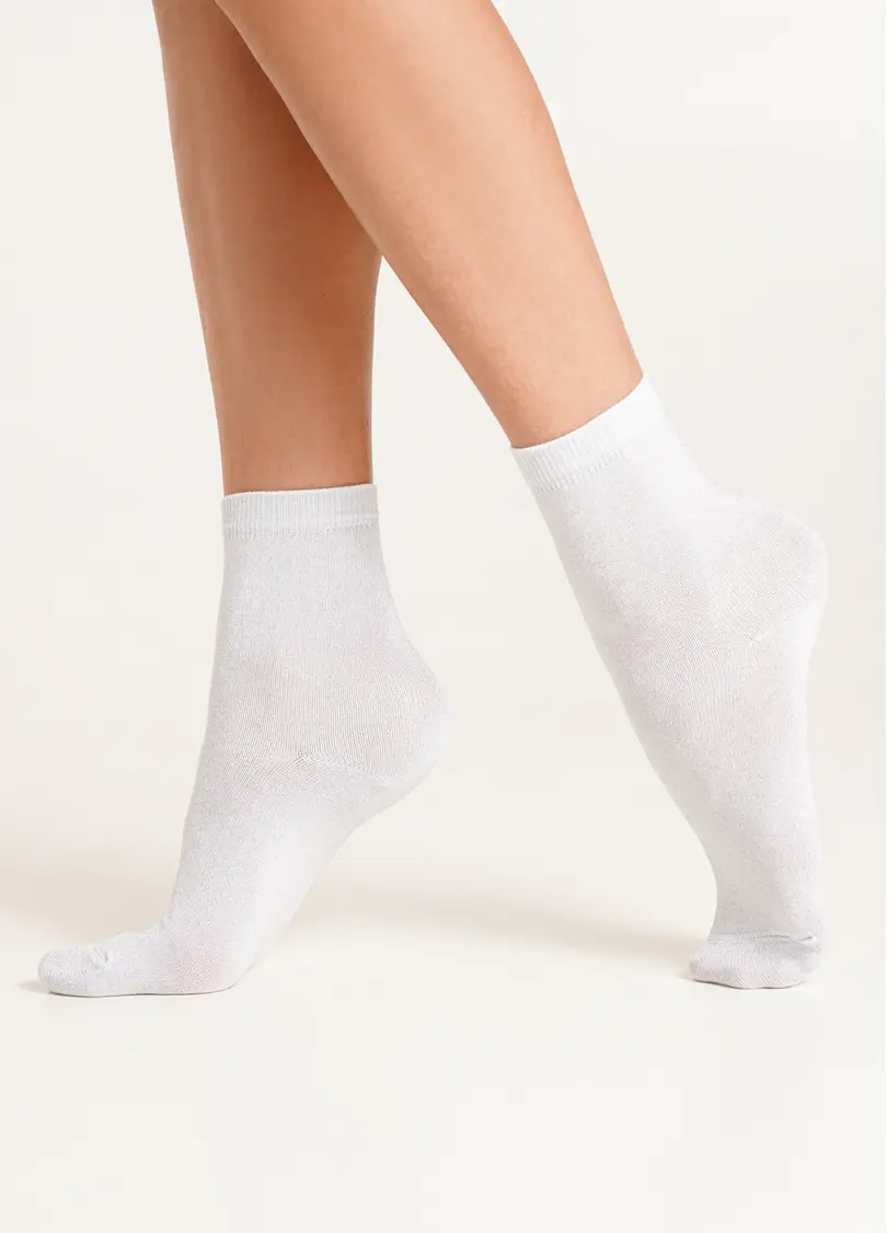 Блискучі шкарпетки з люрексом WS3 CLASSIC LUREX white/silver (білий/сірий)