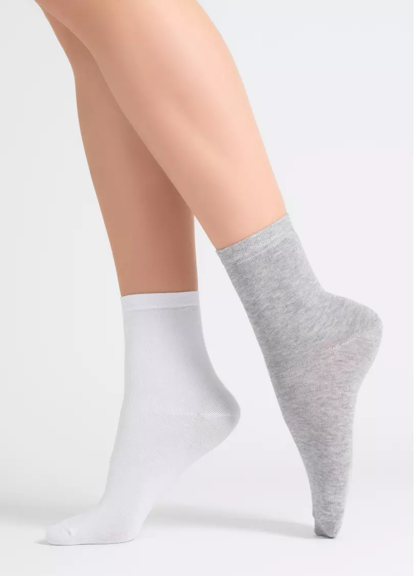 Шкарпетки жіночі (2 пари) WS3 CLASSIC light grey melange/white (сірий/білий)