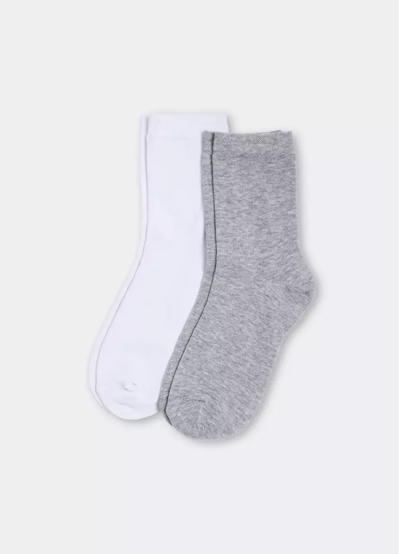 Шкарпетки жіночі (2 пари) WS3 CLASSIC light grey melange/white (сірий/білий)