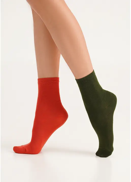 Шкарпетки жіночі (2 пари) WS3 CLASSIC khaki/ceramite (зелений/помаранчевий)