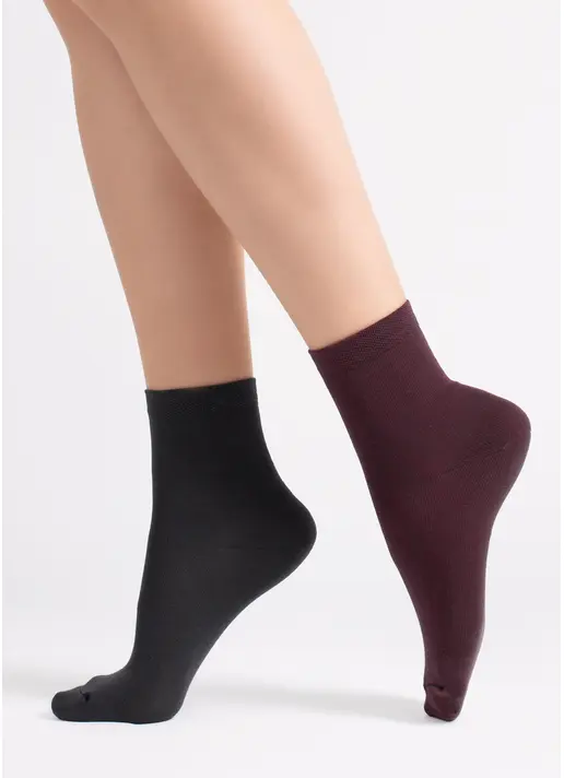 Шкарпетки жіночі (2 пари) WS3 CLASSIC marsala/iron (бордовий/сірий)