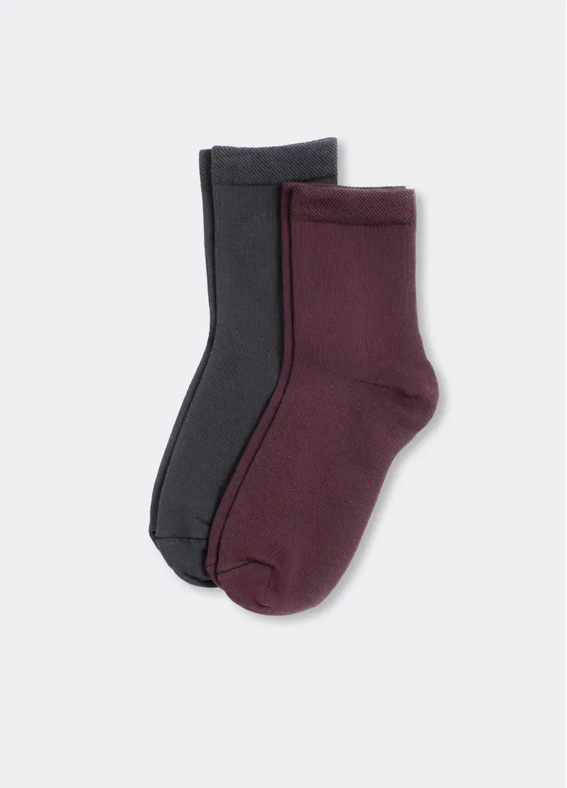 Шкарпетки жіночі (2 пари) WS3 CLASSIC marsala/iron (бордовий/сірий)