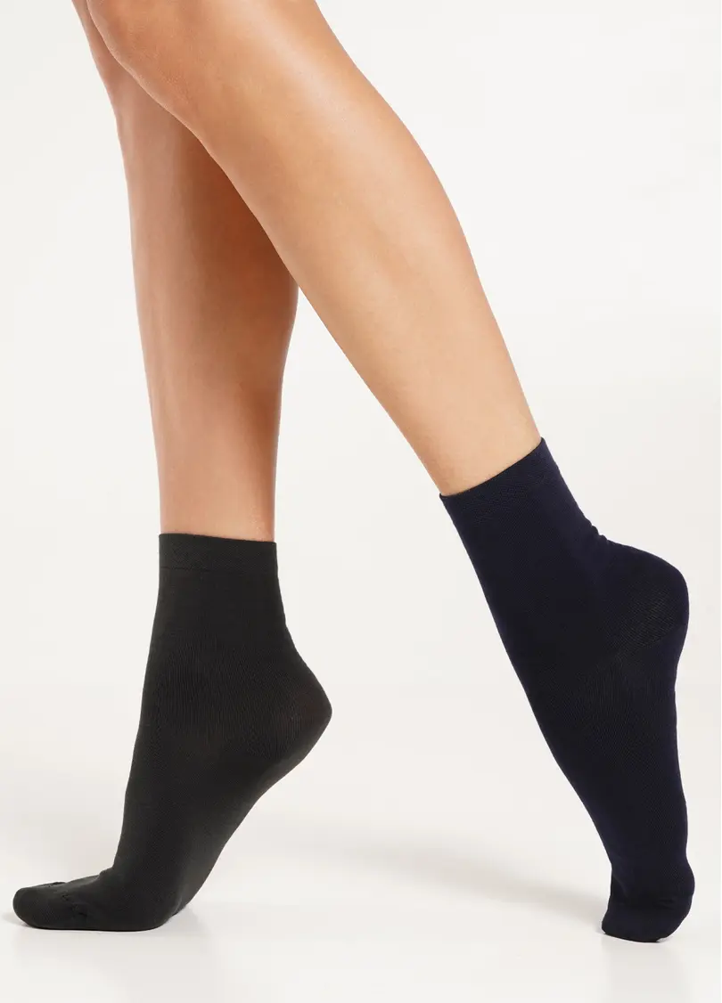 Шкарпетки жіночі (2 пари) WS3 CLASSIC navy/iron (синій/сірий)