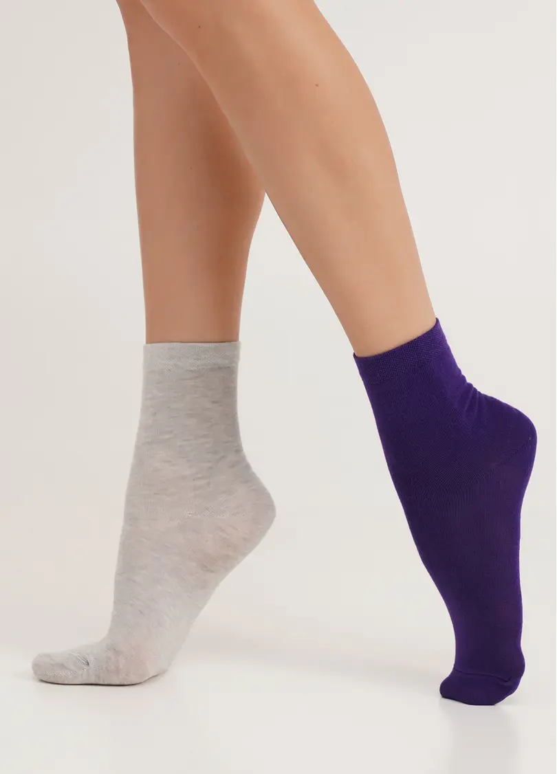 Шкарпетки жіночі (2 пари) WS3 CLASSIC violet indigo/silver melange (фіолетовий/сірий)