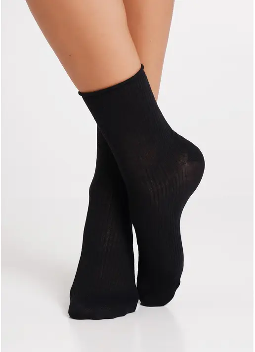 Шкарпетки в рубчик WS3 FASHION 060 black (чорний)