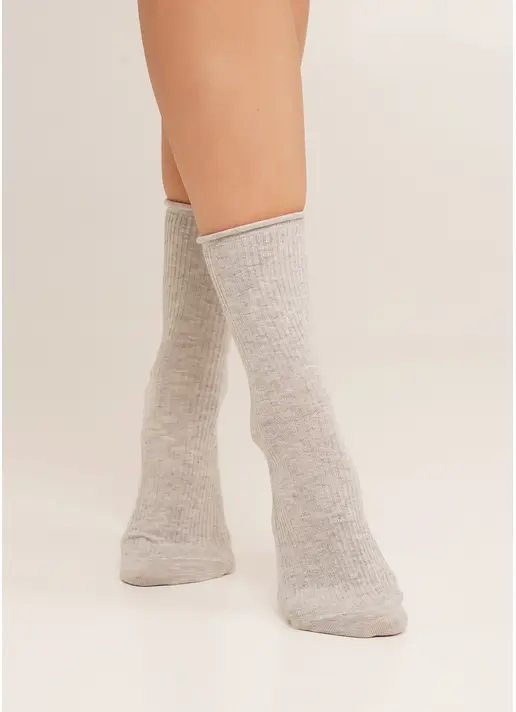 Шкарпетки в рубчик WS3 FASHION 060 silver melange (сірий) Шкарпетки в рубчик WS3 FASHION 060 silver melange (сірий)