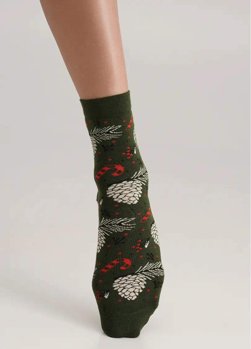 Шкарпетки різдвяні WS3 NEW YEAR 2408 khaki (зелений)