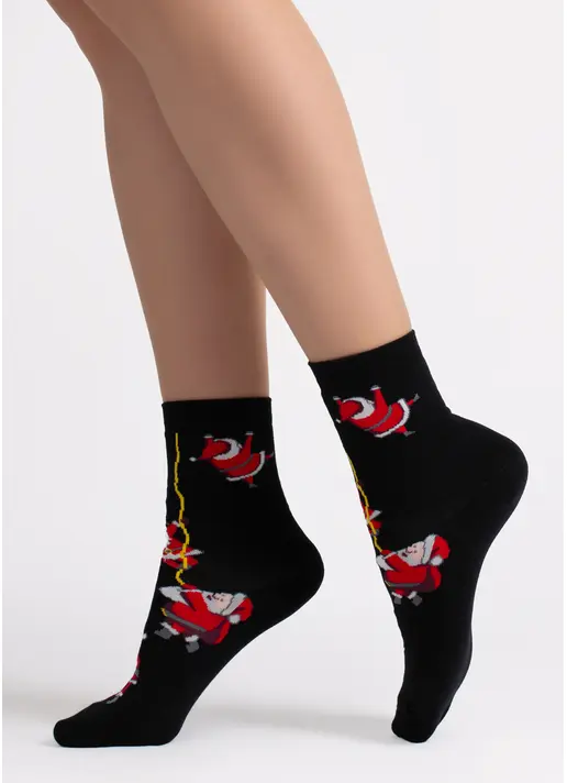 Шкарпетки з Сантами WS3 NEW YEAR 2601 black (чорний) Шкарпетки з Сантами WS3 NEW YEAR 2601 black (чорний)