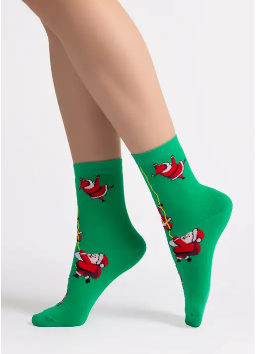 Шкарпетки з Сантами WS3 NEW YEAR 2601 green (зелений) Шкарпетки з Сантами WS3 NEW YEAR 2601 green (зелений)