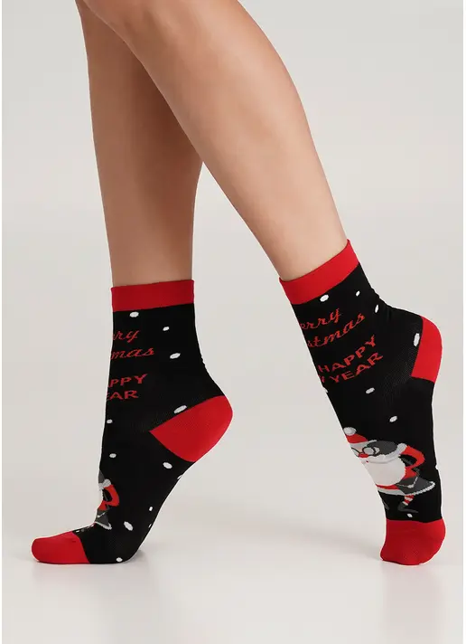 Шкарпетки з Санта Клаусом WS3 NEW YEAR (F) 2404 black (чорний)