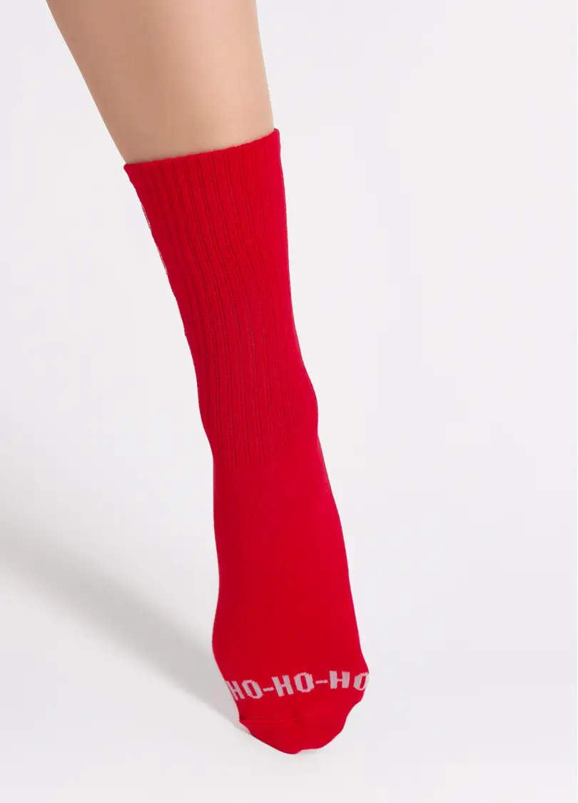 Новорічні шкарпетки в рубчик WS3 NEW YEAR STRONG 2601 red (червоний)