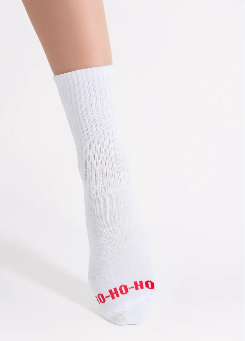 Новорічні шкарпетки в рубчик WS3 NEW YEAR STRONG 2601 white (білий)