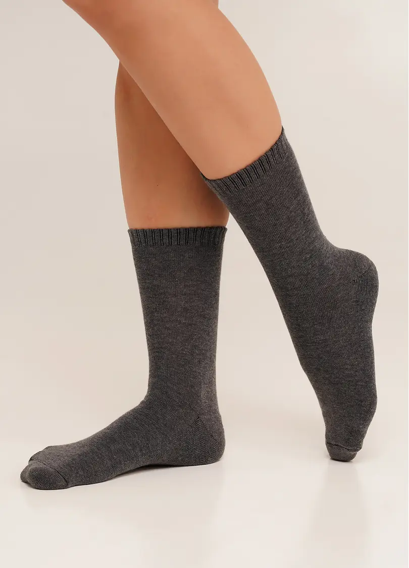 Жіночі теплі шкарпетки WS3 TERRY CLASSIC 003 dark grey melange (сірий)
