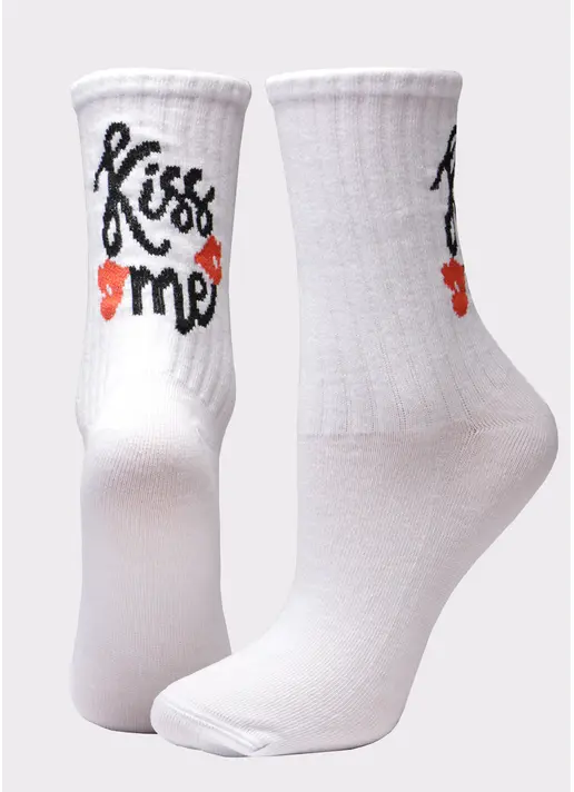 Жіночі високі шкарпетки з написом WS3 VALENTINE 001 white (білий)