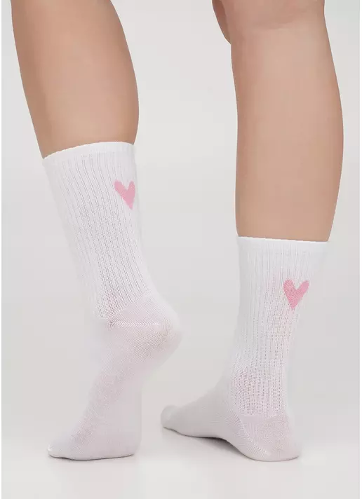 Шкарпетки з сердечками WS3 VALENTINE 2501 white/rose (білий)