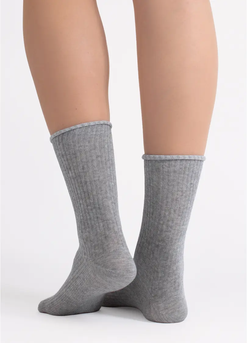 Шкарпетки довгі в рубчик WS4 RIB MELANGE light grey melange (сірий)