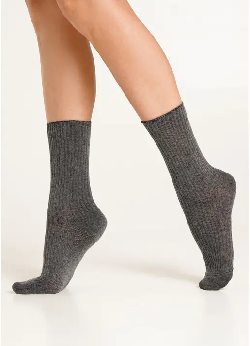 Шкарпетки довгі в рубчик WS4 RIB MELANGE dark grey melange (сірий) Шкарпетки довгі в рубчик WS4 RIB MELANGE dark grey melange (сірий)
