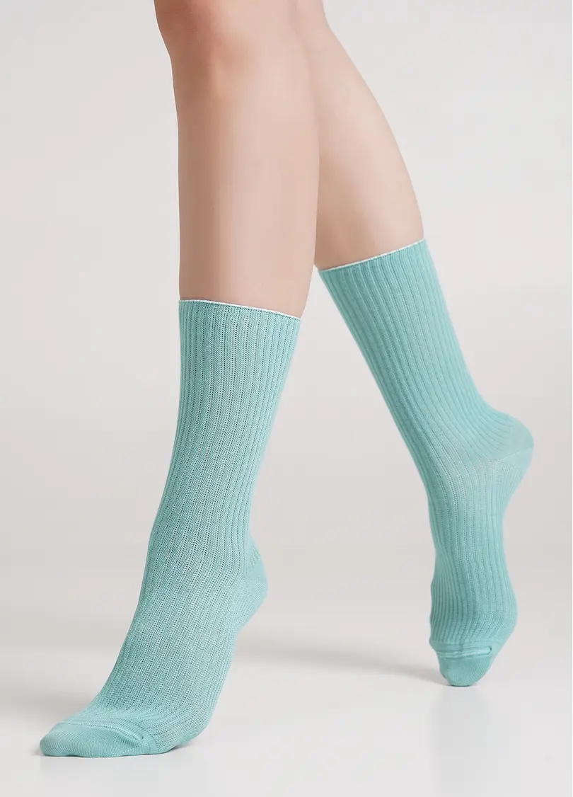 Високі шкарпетки в рубчик WS4 RIB pastel turquoise (зелений)