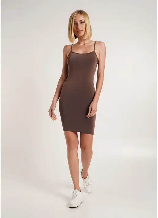 Платье мини на тонких бретелях DRESS MINI chocolate (коричневый) GIULIA x Lichi by Lichi
