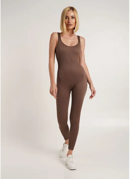 Комбінезон довгий в рубчик JUMPSUIT RIB CO chocolate (коричневий) GIULIA x Lichi by Lichi Комбінезон довгий в рубчик JUMPSUIT RIB CO chocolate (коричневий) GIULIA x Lichi by Lichi