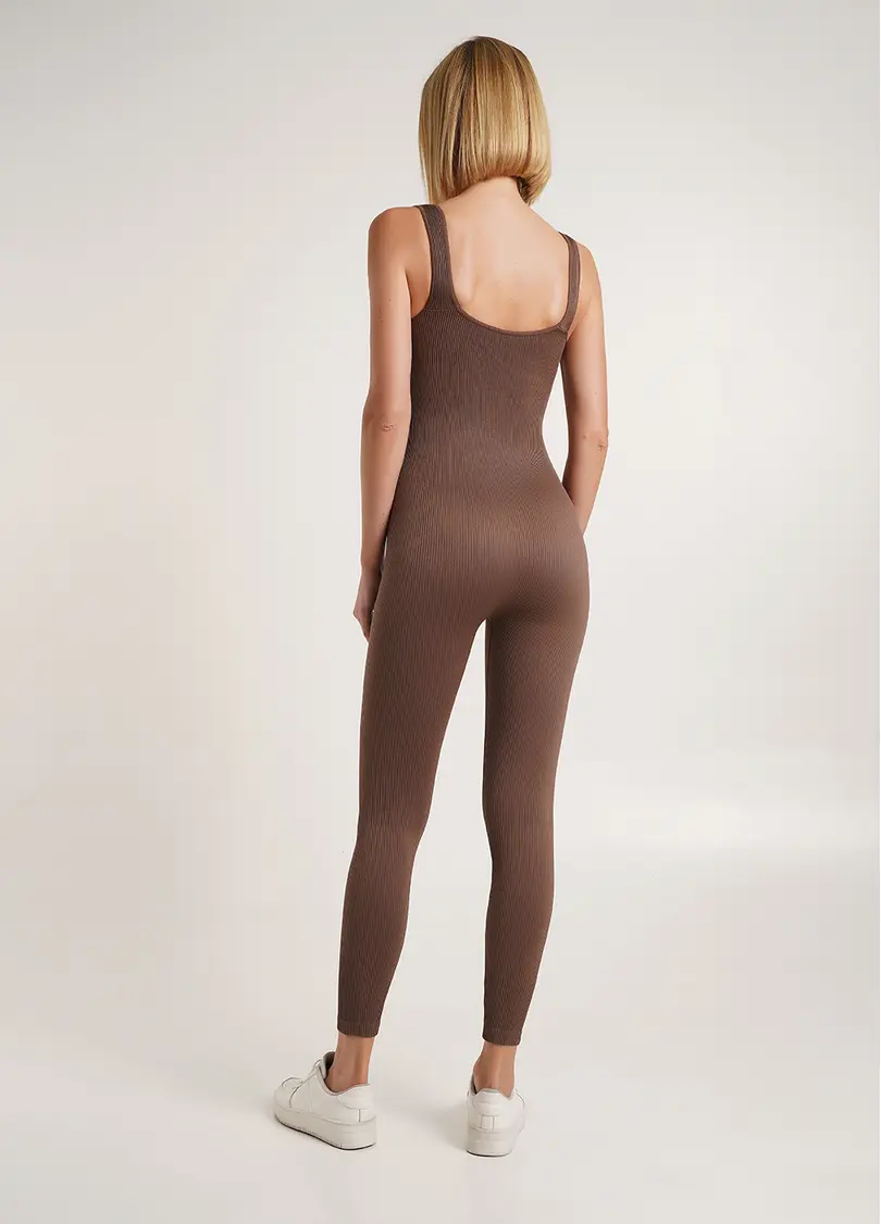 Комбінезон довгий в рубчик JUMPSUIT RIB CO chocolate (коричневий) GIULIA x Lichi by Lichi
