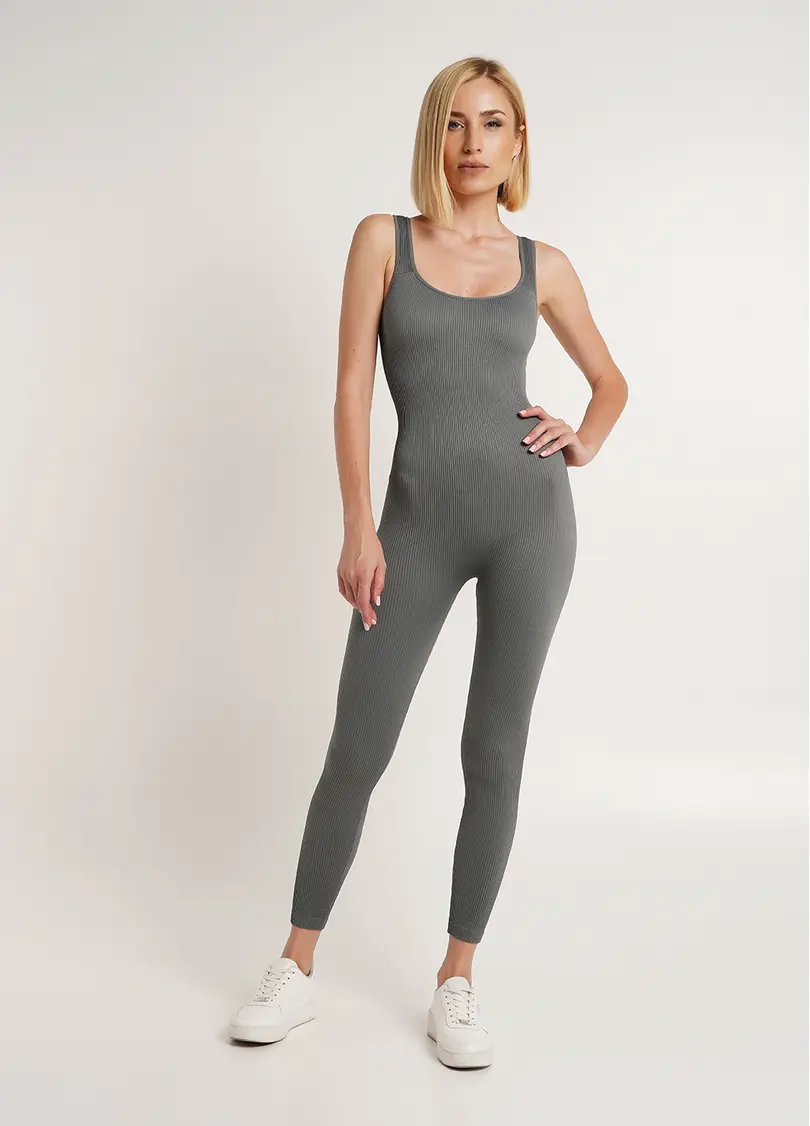 Комбінезон довгий в рубчик JUMPSUIT RIB CO graphite (сірий) GIULIA x Lichi by Lichi