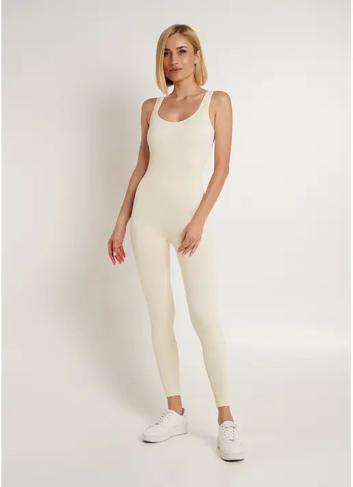 Комбінезон довгий в рубчик JUMPSUIT RIB CO milk (жовтий) GIULIA x Lichi by Lichi Комбінезон довгий в рубчик JUMPSUIT RIB CO milk (жовтий) GIULIA x Lichi by Lichi